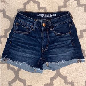 American Eagle Hi-Rise Shortie with Distresses Hem